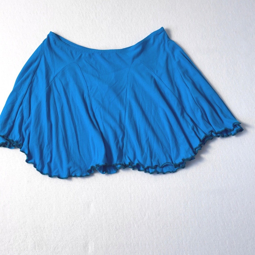 Urban Outfitters Blue Ribbed Lettuce Edge ruffle pleated Mini‎ Skirt small NWT